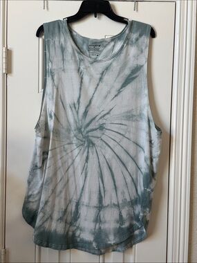 Jed North Men's Tie Dye Muscle Tank Top Size XL Gray Green Gym Workout